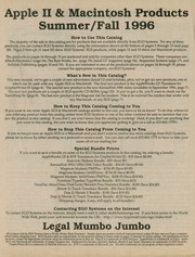 EGO Systems Catalog (Summer - Fall 1996)