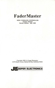 FaderMaster MIDI Command Controller Second Edition Owners Manual