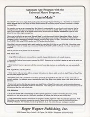 Roger Wagner Publishing Brochure - MacroMate
